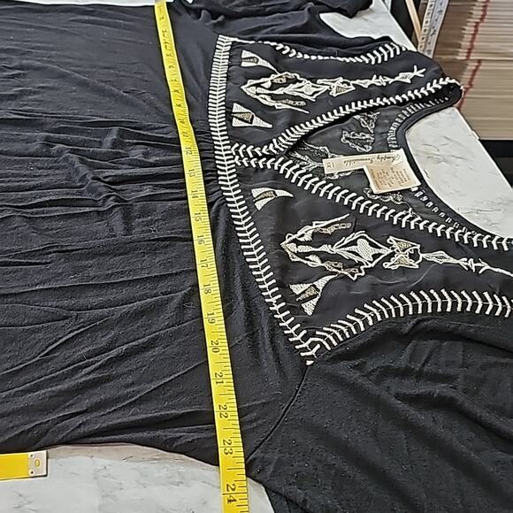 Womens Sz 1X Black Shear Babydoll Silver Embellished Whimsigoth Grunge Goth Top - Picture 7 of 10